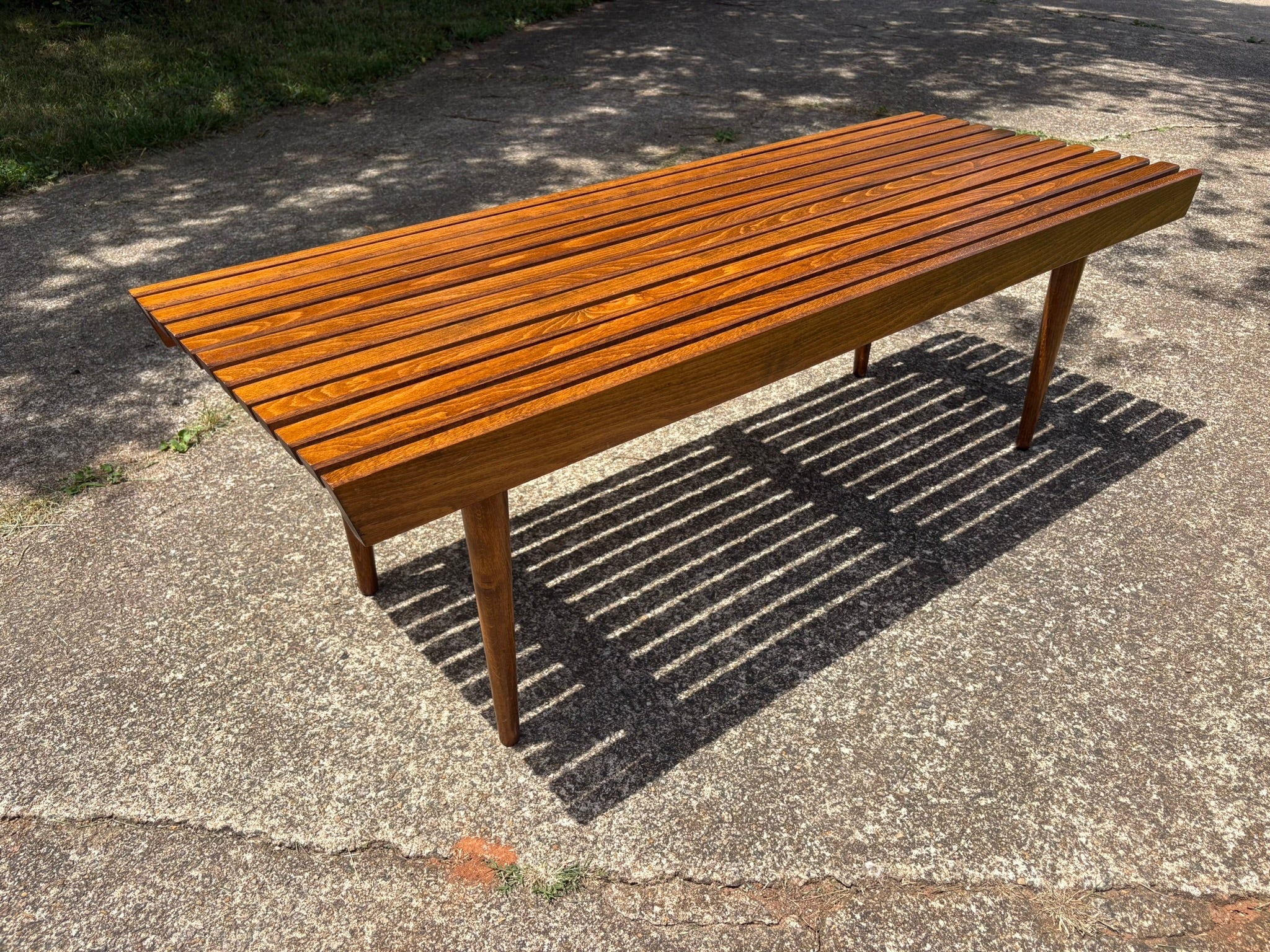 Vintage Mid Century Slat Bench/Coffee Table